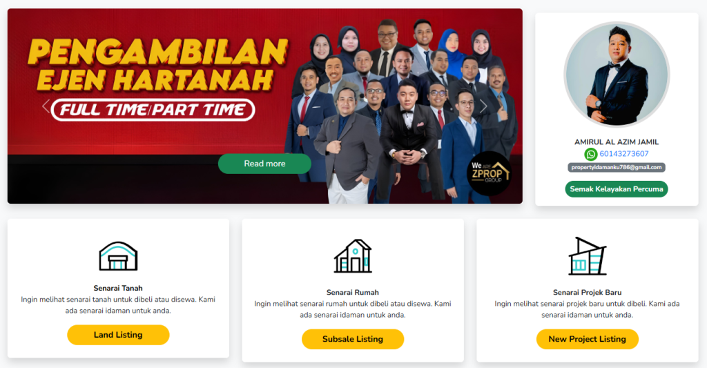 Ejen hartanah mesra pelanggan dan berpengalaman luas dalam pasaran hartanah. Urusan hartanah kini lebih mudah bersama kami